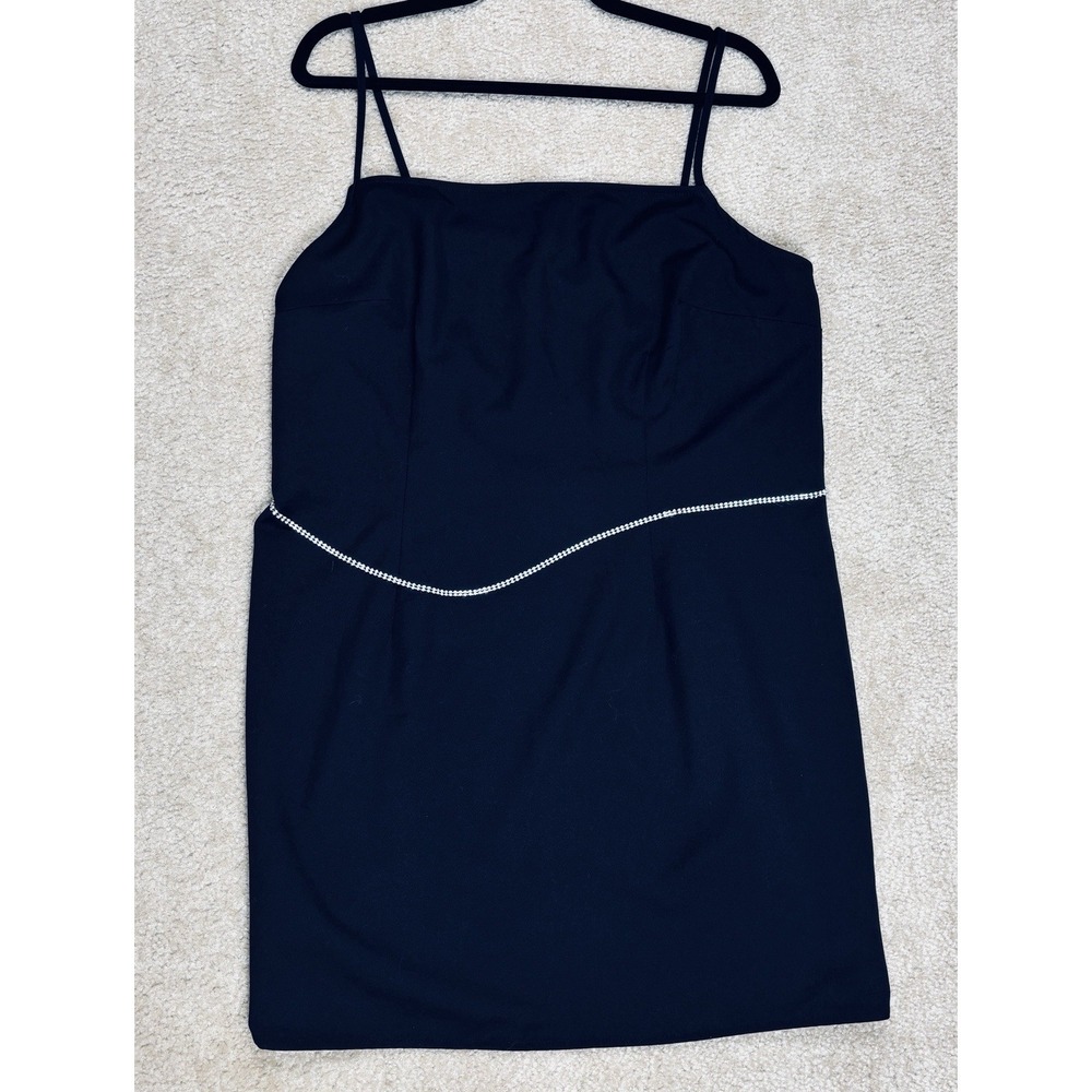 H&M Divided Black Square-Neck Mini Dress With Adjustable Draped Chain Belt XL